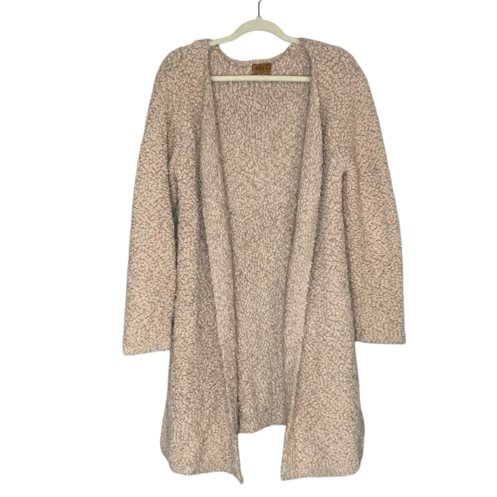 POL popcorn‎ eyelash boucle beige open front duster cardigan. Size S